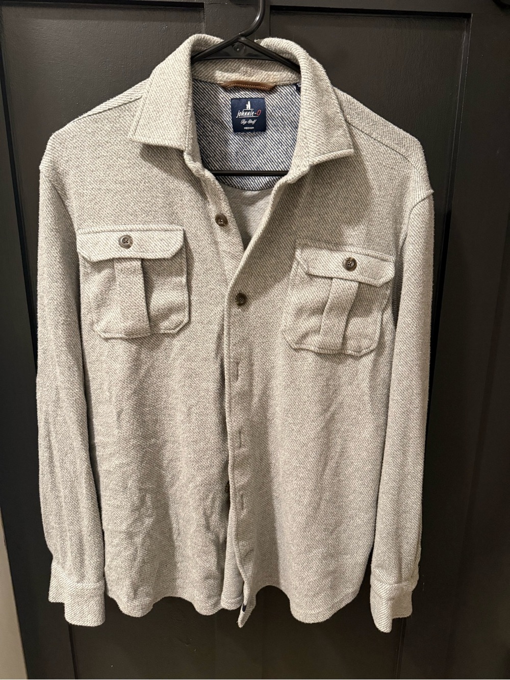 johnnie-O Light Gray Men's Button-Up Shirt Jacket